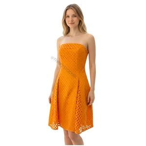 Anthropologie Maeve Orange Strapless Dress